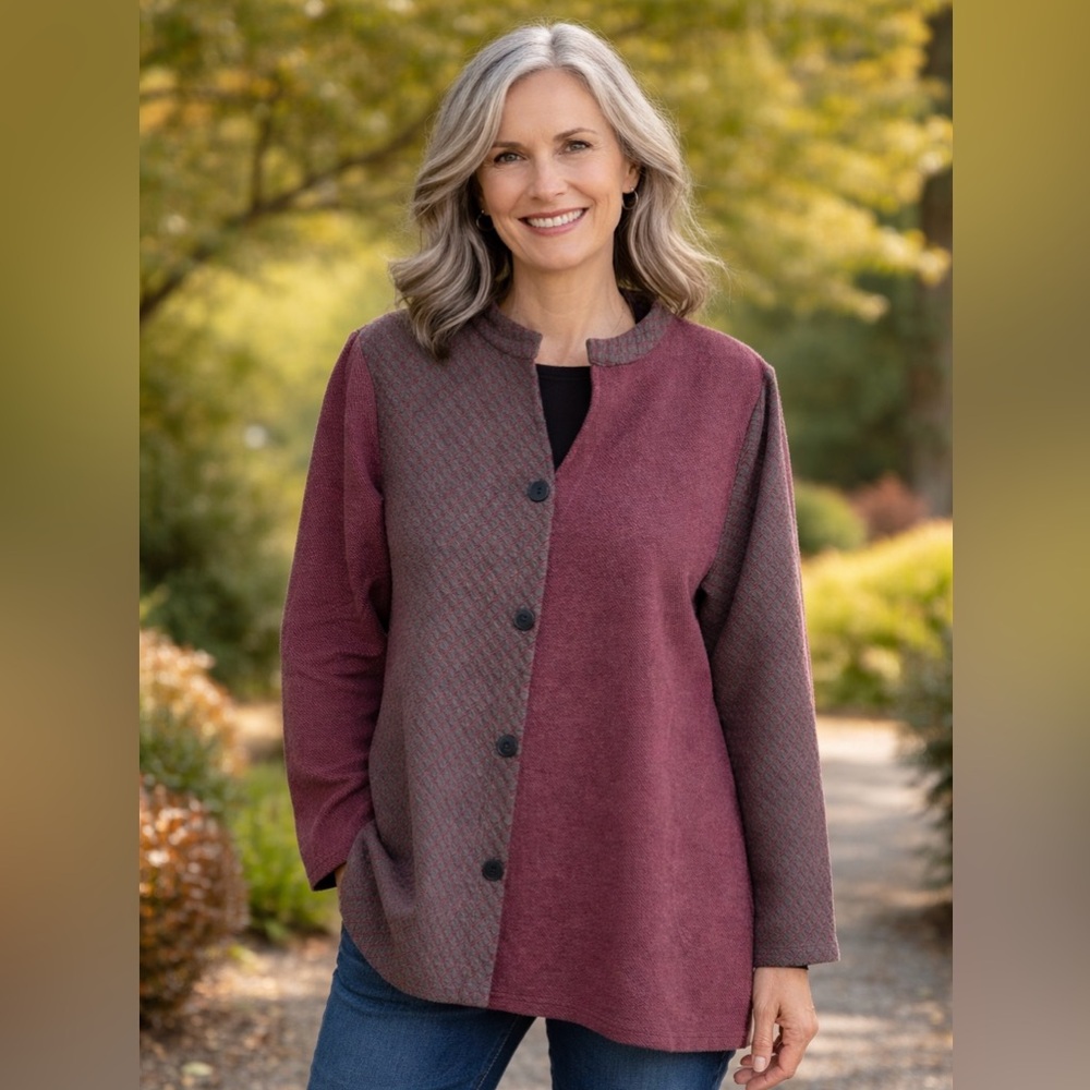 Parsley & Sage Burgundy and Gray tunic.